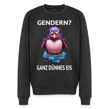 Gendern Gender Gendersternchen Ganz Dünnes Eis - Männer Premium Bio Pullover - Anthrazit meliert - Vorne - Thijin (182cm)
