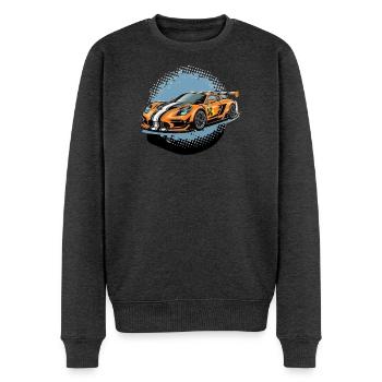 Futuristische Geschwindigkeit: Schnittiger Rennwagen in Bewegung - Männer Premium Bio Pullover - Anthrazit meliert - Vorne - Thijin (182cm)