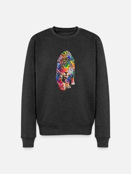 Multicolour leopard - Men's Premium Organic Jumper - heather anthracite