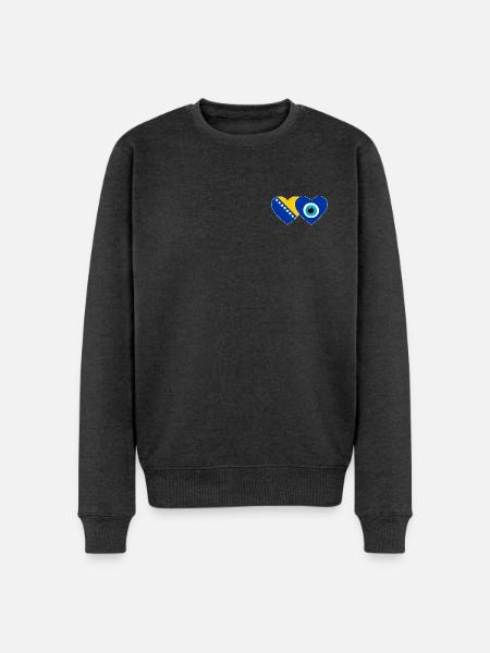 Bosnien Nazarperle Flagge - Männer Premium Bio Pullover - Anthrazit meliert