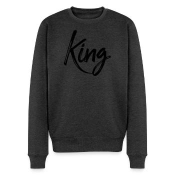 King - Männer Premium Bio Pullover - Anthrazit meliert - Vorne - Thijin (182cm)
