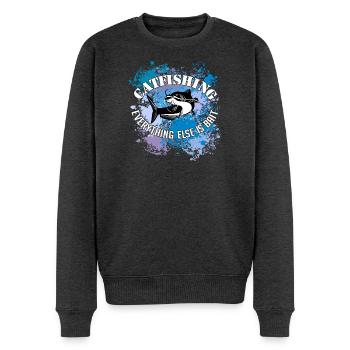 Wels Waller fischen Wels auf Farbklecksen - Männer Premium Bio Pullover - Anthrazit meliert - Vorne - Thijin (182cm)