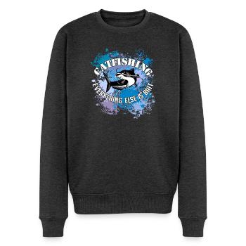 Wels Waller fischen Wels auf Farbklecksen - Männer Premium Bio Pullover - Anthrazit meliert - Vorne - Thijin (182cm)