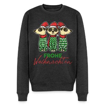 Wackere Erdmännchen Weihnachtsmann - Männer Premium Bio Pullover - Anthrazit meliert - Vorne - Thijin (182cm)