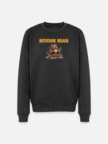 Bitcoin Bär  - Männer Premium Bio Pullover - Anthrazit meliert