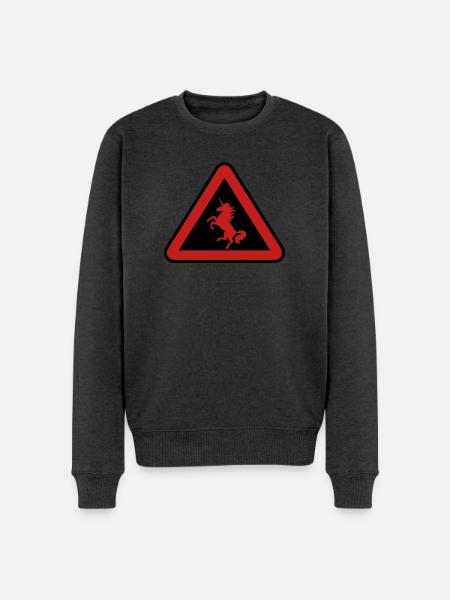 Achtung Einhorn, Gefahr - Männer Premium Bio Pullover - Anthrazit meliert