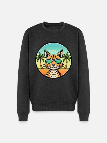 Ocicat Breed Cartoon Sunglasses Beach - Men's Premium Organic Jumper - heather anthracite
