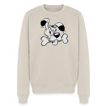 Asterix & Obelix - Idefix mit Knochen - Männer Premium Bio Pullover - Beige - Vorne - Thijin (182cm)