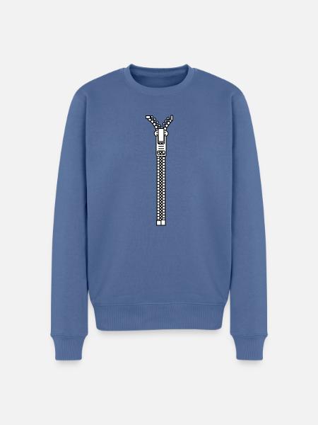 Zipper - Männer Premium Bio Pullover - Taubenblau