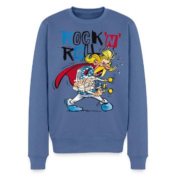 Asterix & Obelix Troubadix Singt Rock'N'Roll - Männer Premium Bio Pullover - Taubenblau - Vorne - Nico (187cm)