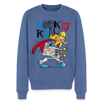Asterix & Obelix - Troubadix Rock'n' Roll Tee shir - Pull Premium bio Homme - bleu pigeon - Devant - Nico (187cm)