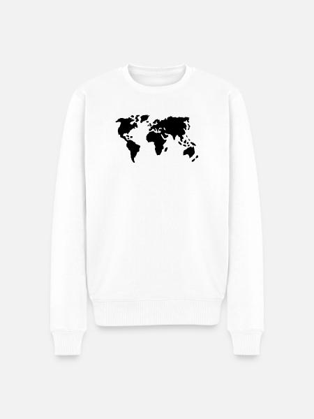 Welt - Männer Premium Bio Pullover - Weiß
