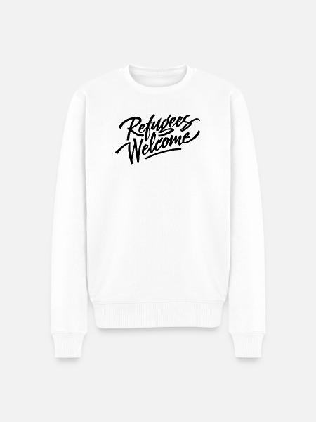 refugees welcome black - Men's Premium Organic Jumper - white