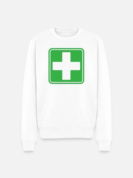 First Aid Medical Cross Safety Sign Vector Icon - Men's Premium Organic Jumper - white