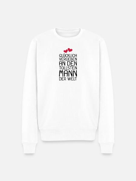 Glücklich vergeben Geschenk - Männer Premium Bio Pullover - Weiß