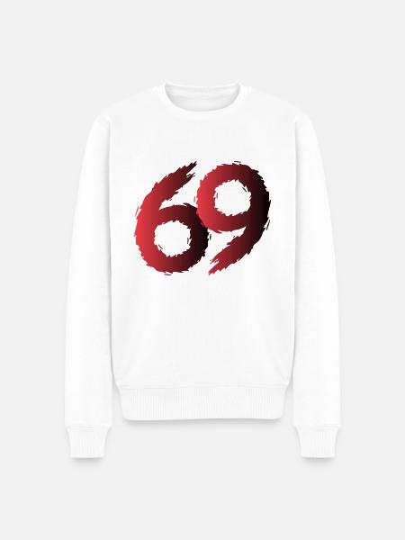 69 Symbol Zahl Neunundsechzig - Männer Premium Bio Pullover - Weiß