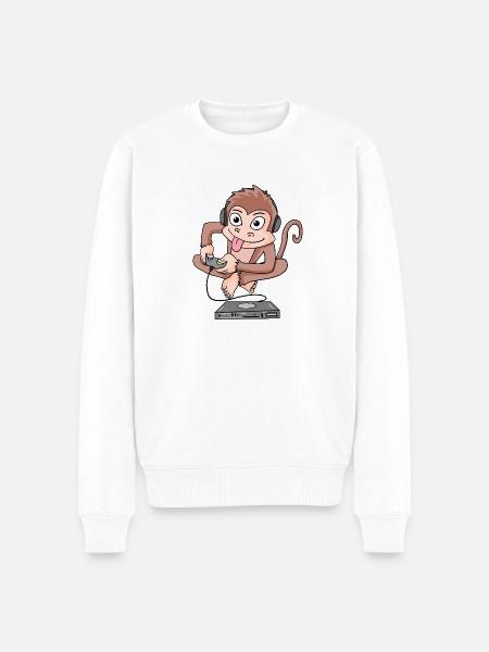 Monkey plays video games - Men's Premium Organic Jumper - white