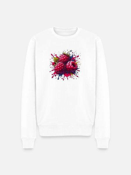 Himbeeren-Farbexplosion - Männer Premium Bio Pullover - Weiß