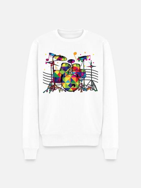Geometrisch Neon-Drumset - Männer Premium Bio Pullover - Weiß