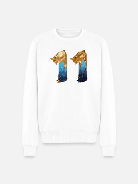 NEJ. 11 NUMMER 11 SEJ 11 ÅRS FØDSELSDAG - Økologisk premium-sweatshirt til mænd - hvid