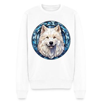 Samojede Hunderasse Aquarellglas - Männer Premium Bio Pullover - Weiß - Vorne - Thijin (182cm)