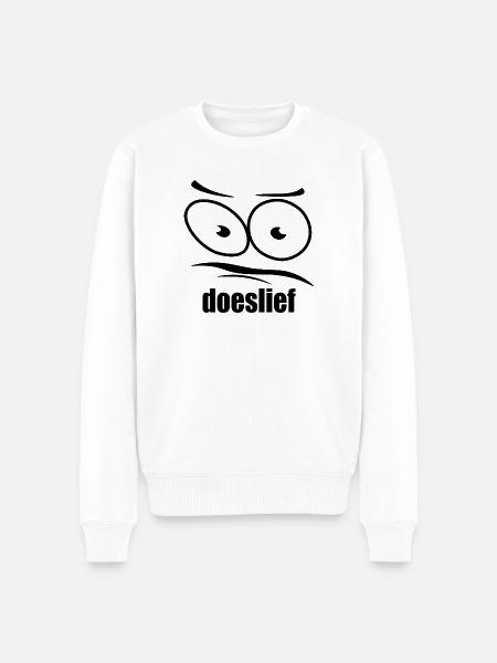 doeslief flehende Augen mit Fragezeichen-Blick - Männer Premium Bio Pullover - Weiß