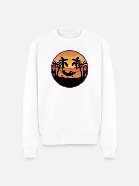 Palm Trees Hammock Sunset - Men's Premium Organic Jumper - white