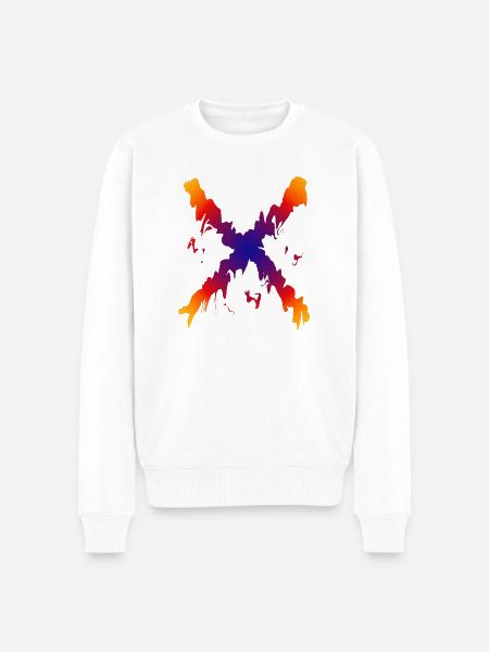 Regenbogen X Farbfluss Muster - Männer Premium Bio Pullover - Weiß