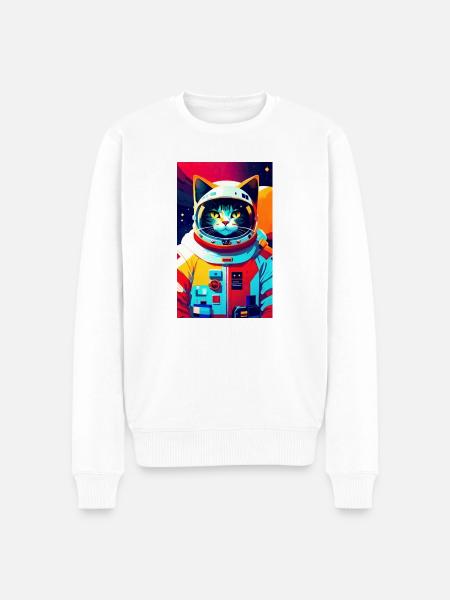 Chat astronaute - Pull Premium bio Homme - blanc