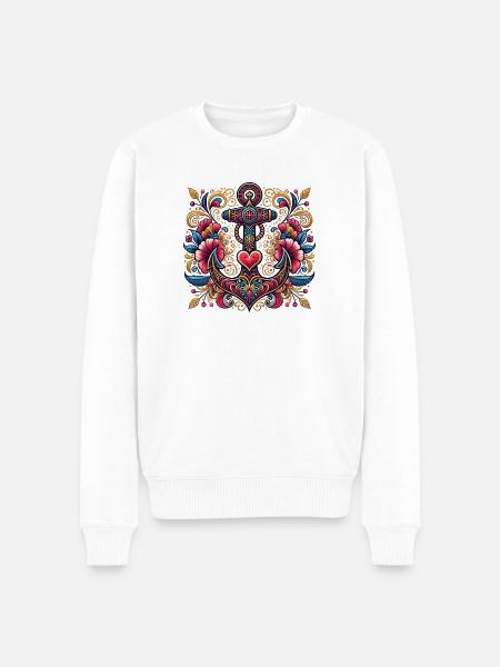 Anchor with heart - Men's Premium Organic Jumper - white