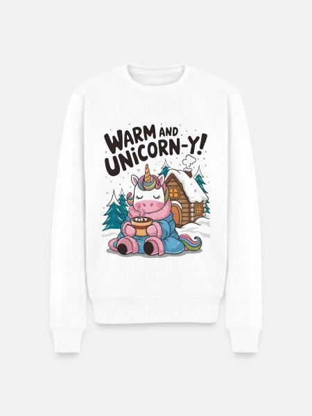 Warm And Unicorn-y! - Men's Premium Organic Jumper - white