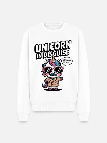 Unverkleidetes Einhorn - Männer Premium Bio Pullover - Weiß