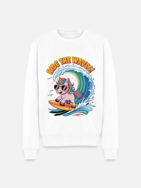 Ride The Waves! - Men's Premium Organic Jumper - white