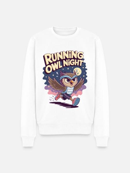 Running Owl Night - Men's Premium Organic Jumper - white