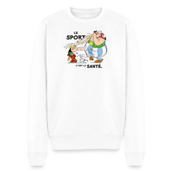 Asterix und Obelix – Sport ist Gesundheit - Männer Premium Bio Pullover - Weiß - Vorne - Thijin (182cm)