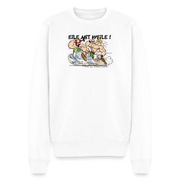 Obelix: Eile mit Weile! - Männer Premium Bio Pullover - Weiß - Vorne - Thijin (182cm)