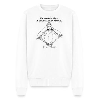 Obelix: Ein gesunder Geist, in einem Gesunden Kör - Männer Premium Bio Pullover - Weiß - Vorne - Thijin (182cm)