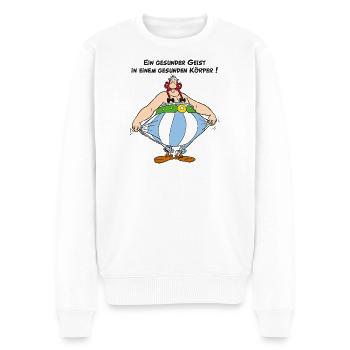 Obelix: Ein gesunder Geist, in einem Gesunden Kör - Männer Premium Bio Pullover - Weiß - Vorne - Thijin (182cm)