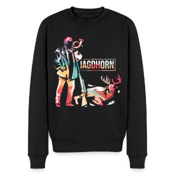 Schwungvolles Jagdhorn Jagdfanfare - Männer Premium Bio Pullover - Schwarz - Vorne - Nico (187cm)