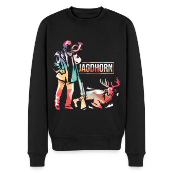 Schwungvolles Jagdhorn Jagdfanfare - Männer Premium Bio Pullover - Schwarz - Vorne - Nico (187cm)