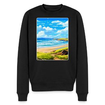 Constantine Bay Cornwall England Vereinigtes Königreich Reiseposter - Männer Premium Bio Pullover - Schwarz - Vorne - Nico (187cm)