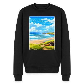 Constantine Bay Cornwall England Vereinigtes Königreich Reiseposter - Männer Premium Bio Pullover - Schwarz - Vorne - Nico (187cm)