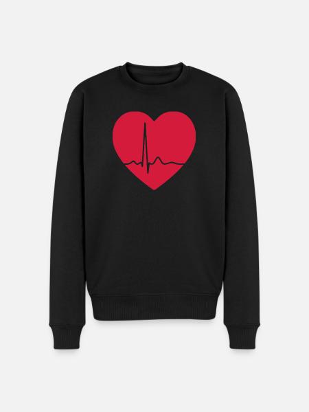 Heartbeat ECG Line Medical Pulse Wave Icon Vector - Men's Premium Organic Jumper - black