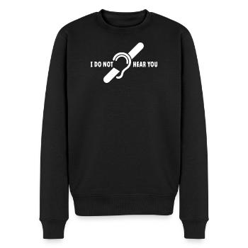 Ich höre dich nicht. Gehörloses, schwerhöriges Logo - Männer Premium Bio Pullover - Schwarz - Vorne - Nico (187cm)
