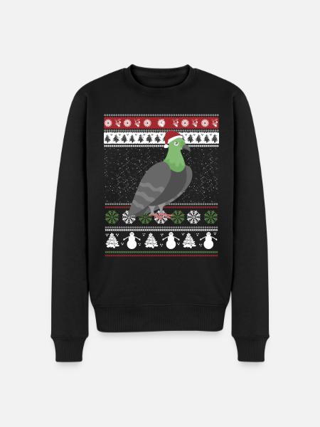 Ugly Christmas Taube - Männer Premium Bio Pullover - Schwarz