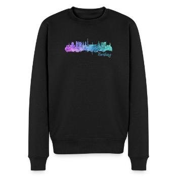 Hamburg Skyline - Männer Premium Bio Pullover - Schwarz - Vorne - Nico (187cm)