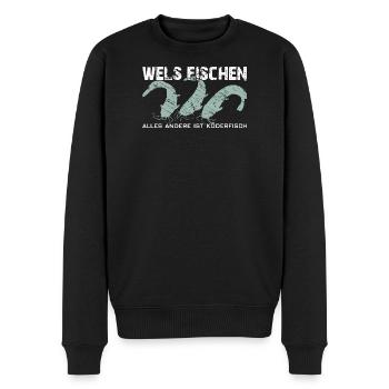 Wels angeln Waller fischen Team Waller - Männer Premium Bio Pullover - Schwarz - Vorne - Nico (187cm)