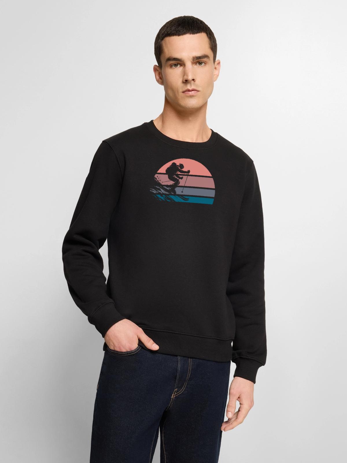Powderday - Männer Premium Bio Pullover - Schwarz - Vorne - Nico (187cm)