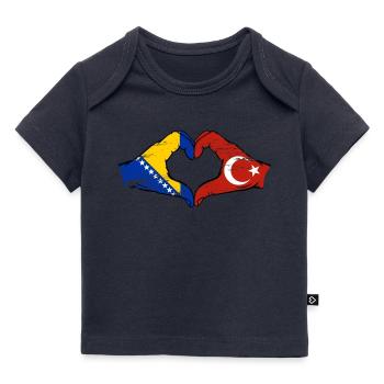 Bosnien Türkei Flagge Hände Herzform used - Baby Premium Organic T-Shirt - Navy - Vorne
