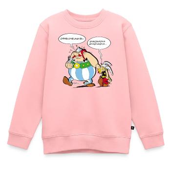 Asterix & Obelix Sprechblasen - Kinder Premium Organic Sweatshirt - Rosa - Vorne - AI Model Kid Female (0cm)